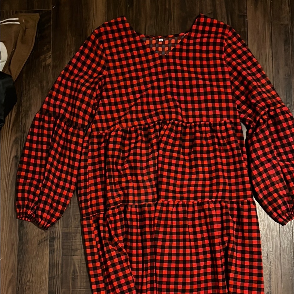Red and Black Checkered Dress